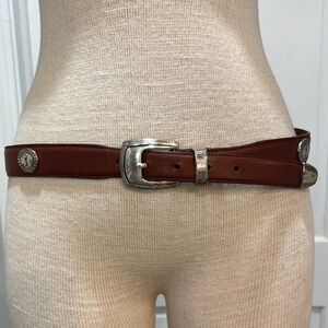 PGA Tour sz 44 top grain leather brown belt with silver accent golf